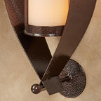 Touch of Class Xander Wall Sconce Pair - Handcrafted Steel - Antique Copper - Glass Hurricane - Set of 2 - Metal Sconces Holder for Bedroom, Bathroom, Living Room, Kitchen Walls, Hallway - color: Antique Copper