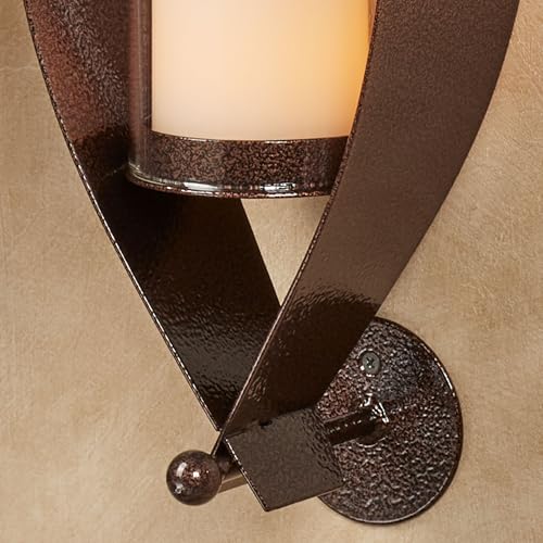 Touch of Class Xander Wall Sconce Pair - Handcrafted Steel - Antique Copper - Glass Hurricane - Set of 2 - Metal Sconces Holder for Bedroom, Bathroom, Living Room, Kitchen Walls, Hallway - color: Antique Copper