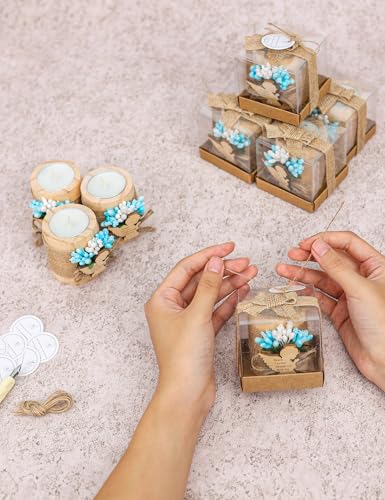 10 Pieces Handmade Wooden Angel Tea Candle Holder, Baptism Gift, Baby Shower Favors for Guests, Birthday Party Favors,Adult Baptism.(Light-Blue) - color: Blue