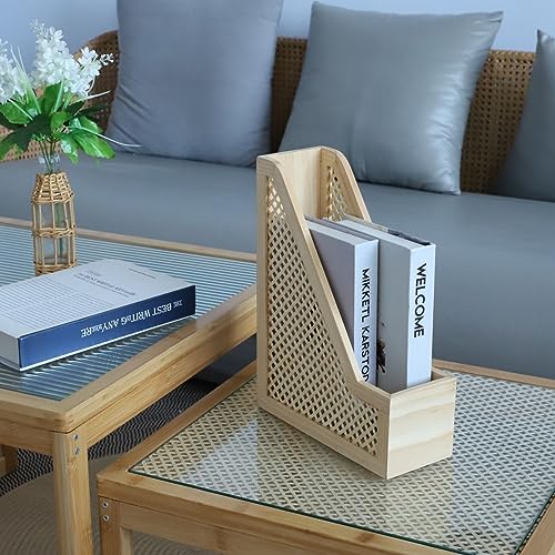 SHCMSADO Bamboo Decorative Bookends Wooden Creative Book Ends for Shelves Desktop Newspaper Magazine File Holder for Office/Home/School