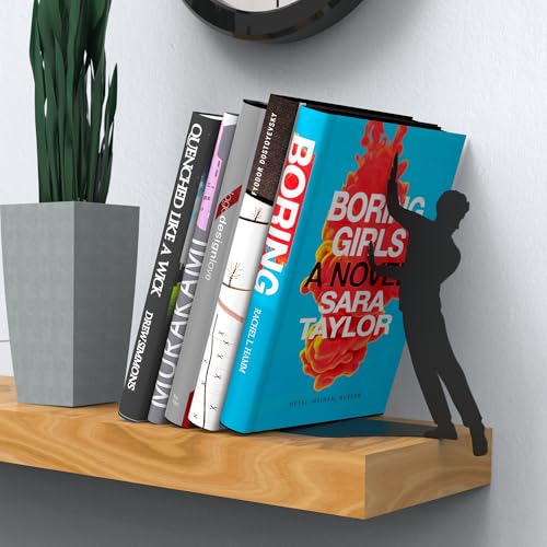 Artori Design Book Ends to Hold Books Heavy Duty - Hidden Metal Bookends for Shelves Desk or countertop - Bookend Book Holder for Home Decorative - Gift for Book Lovers and Home Decor (Cliffhanger) - color: E - Cliffhanger (Black)