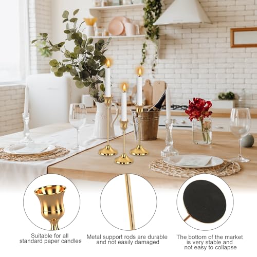 12pcs Gold Candle Holders, Candlestick Holders Taper Candle Holders for Pillar Candles Sticks Holder Decor Halloween Christmas Decorations Candle Candelabros para Centros de Mesa - color: Gold - 12pcs