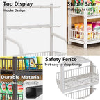 Retail Display Rack Stand, Snack Display Rack with Hooks, Metal Wire Storage Shelf, Snack Candy Display Organizer for Stores Kitchen Office(5-Tier 27.6x10.6x65.3 in)