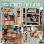 Cutefun Book Nook Kit - DIY Miniature Dollhouse Kit 3D Creative Decorative Bookend 3D Wooden Puzzle for Adults, Bookshelf Insert Library Decor with LED Light (Muse Bookstore)