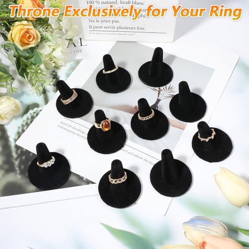 10 Pcs Ring Display Stand Black Velvet Ring Holder Single Rings Organizer For Selling Jewelry Display Stand For Rings Storage