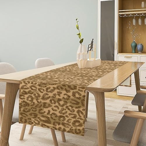 Brown Leopard Print Table Runner Classic Fashion UniqueTablerunner for Kitchen Cafe Dining End Table Sofa Holiday Wedding Home Decor 13x36in - color: Fur-2, size: 13x36in