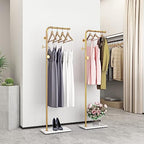 Metal Gold Coat Racks, Standing Coat Rack with Heavy Base, Modern Coat Tree with Crossbar and 3 Hooks, Entryway Coat Racks for Handbags, Clothing.(67inch) - size: 67in-std
