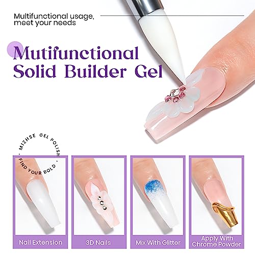 MIZHSE 60g White 3D Gel Nail Art Sculpting, Solid Builder Gel for Nails Non-Sticky Carving Molding Hard Extension Gels Soak Off U V LED for Salon Manicure Home DIY - color: 0-0-White