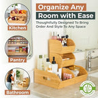 Potato and Onion Storage Bin – Stackable Ventilated Bamboo Storage System for Kitchen Counter or Pantry – Multi-Level Produce Organizer for Garlic, Fruits & Vegetables