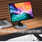 Adjustable Cell Phone Stand,360 Rotating Foldable Desktop Cellphone Stand with Anti-Slip Base Portable Phone Holder for iPhone 17 16 15 14 13 Pro Max, All Smart Phones, iPad - color: Carbon fiber color