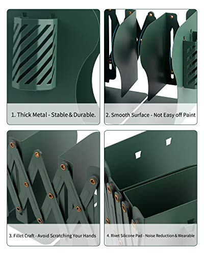 MSDADA Adjustable Bookends, Book Ends for Heavy Books, Expandable Book Organizer with Pen Holder for Desk, Shelf, Office,School, Thanksgiving for Students and Teachers(Green) - color: Green