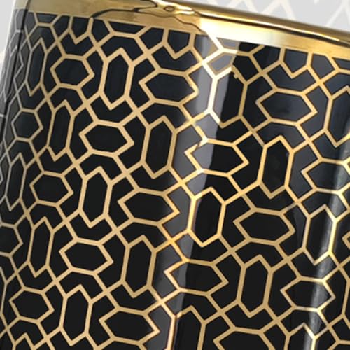 ZOEJADE Minimalist Luxury Ceramic Umbrella Stand Umbrella Holder Vase for Umbrella Canes Walking Sticks Entryway Indoor 18" High Black Gold
