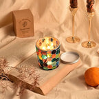 Moroccan Mosaic Glass Tea Light Candle Holder, Vintage Glass Cup Candlestick Tabletop Ornament, Mosaic Candle Holder Stained Tealight