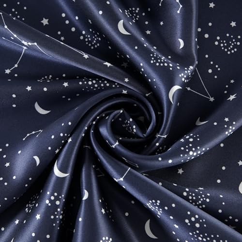 ALASKA BEAR Luxury Silk Pillowcase for Beauty Sleep, Genuine 22 Momme Mulberry Silk Pillow Case Slip for Room Decor, Navy Constellation Floral Pattern Printed, Queen Size (1pc, Gift Box) - color: Constellation, size: Queen 20''x30''