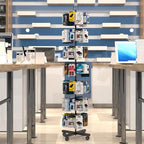 Retail Display Racks 7 Tier Spinning Display Stand, Movable Shop Spinner Rack with Hooks, Retail Display Stand for Jewelry Keyring Hats Socks Toys (Black) - color: Black, style: 7 Tier