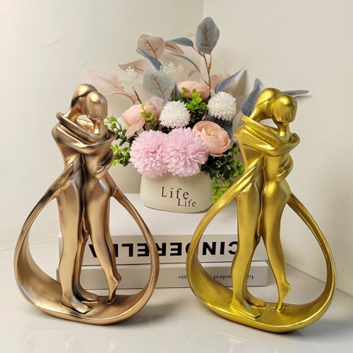 Couple Sculptures for Home Decor, Anniversary Statue Gifts, Hugging Couple Figurines, Modern Romantic Sculptures for Living Room, Bedroom, Office Decor (Rose Gold) - color: 1-rose Gold