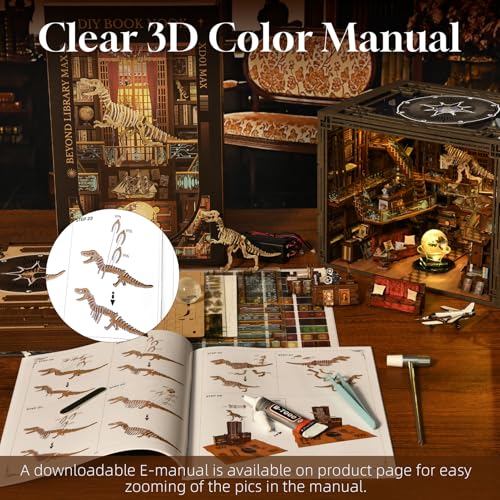 MiniCity DIY Book Nook Kit for Adults, 3D Wooden Puzzle Bookend Bookshelf Insert Decor with LED Light and Dust Cover (Beyond Library Max) - style: Beyond Library Max