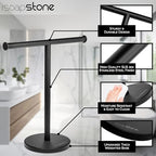 Luxury Hand Towel Holder Stand with Heavy Weighted Base, Matte Black Towel Rack, T-Shape, Freestanding Towel Stand for Bathroom Vanity or Kitchen Countertop, Waterproof Counter Organizer - color: Matte Black