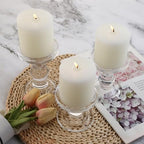 3-Piece Set of Glass Candlestick, Crystal Candlestick Holder Holder and Conical Candle, Christmas Candle Holder Decoration, Family Living Room Wedding Candle Holder (Clear) - color: Clear
