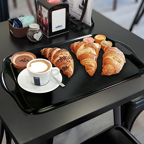 KAQAHIDO Large Melamine Serving Trays for Eating, 17.5’’ x 12’’ Serve Platter for Appetizer, Charcuterie, Food, Snack, Cupcakes, Dessert, BPA-Free, Dishwasher Safe Tray, Set of 2, Black - color: Black