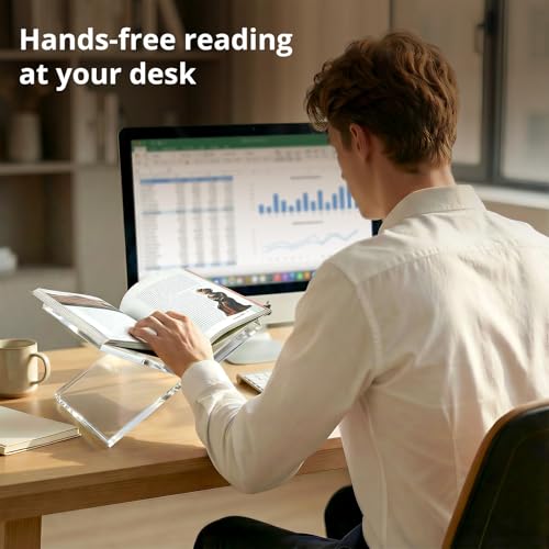Acrylic Book Stand 12×8×6, Clear 8 mm Thick Book Holder & Display Stand for Cookbooks, Bibles, Art Books, Recipe Books, Photo Albums, Desk Reading & Coffee Table Décor - size: 8mm Thick-12*8*6in
