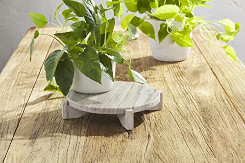 Mud Pie Marble Wood Pedestal, 2" x 8 1/2" dia