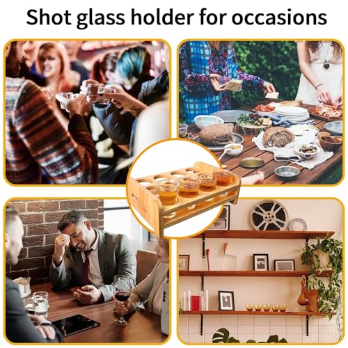 INFTYLE Shot Glasses Set Shot Glass Tray Holder with 12 Holes Serving Stand Organizer for Tequila Whiskey Brandy Vodka Rum Party Club Bar Home Spirit Tasting Gift (Only Tray, Cups Not Included) - style: 3x4 short
