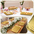 20 Pcs Gold Serving Trays and Platters Bulk Disposable Paper Rectangle Gold Party Platters Decorative Food Appetizer Foil Trays for Birthday Wedding Dessert Table Snack Cupcake, 13.8" x 9.8"