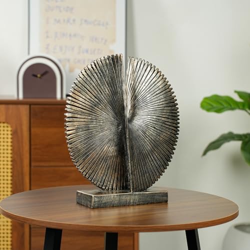 Modern Abstract Round Decorative Sculpture , Dining Living Room Desk Decor,Geometric Home Decor Statues,Shelf Top Decor Aesthetics,making it perfect for placing coffee tables or office shelves - color: 12.4"bronze Colored