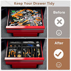 A-LUGEI【𝟱𝟴𝗣𝗰𝘀】【5 Size】 Tool Box Organizer Tray Divider Set, 【Black】 Desk Drawer Organizer, Garage Organization and Storage Toolbox Accessories Rolling Tool Chest Cart Cabinet WorkBench Small Part - size: 58pcs-5 Size