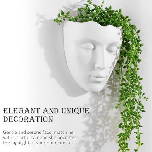 Ceramic White Face Vase, Drainage Hole, Modern Design, Suitable for Home, Office, Outdoor Decor - color: White-color