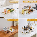 11"x14" Clear Acrylic Serving Tray with Golden Handles, Sturdy Huge Capacity Acrylic Tray for Coffee, Juice, Kitchen and Desk Organizer (11"x14") - size: 14" x 11" x 2"