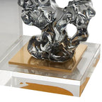 Deco 79 Glass Handmade Decorative Bookends Freeform Non Skid Bookends with Clear Gold Supports, Set of 2 Office Bookends5 W, 6" H, Clear - size: 5"W, 6"H