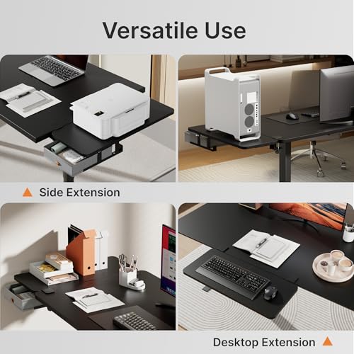 PEGZONE Desk Extender Tray, 28" x 12" Clamp On Desk Shelf, Desk Extension with Storage Drawer, Table Desk Arm Rest, Clamp On Keyboard Tray for Office and Home, Workstation Organizer, Large, Black - size: 28 x 12 inch, style: Black with Drawer