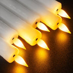 Homemory Real Wax Flameless Taper Candles with Remote Timer, 9.6 Inches White LED Flameless Candlesticks, Dripless Battery Operated Window Candles Flickering Pack of 2 for Fireplace Xmas Halloween - style: Farmhouse - White 9.6"