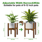 Rnined Adjustable Plant Stand Indoor,Bamboo Mid Century Modern Plants Stands, Stable Plant Holder,Fit 8 9 10 11 12 inch Pots (Pot & Plant Not Included) - color: walnut