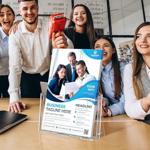 MaxGear Acrylic Brochure Holder 8.5x11 inch, Clear Plastic Literature Holder for Flyers, Pamphlets, Rack Cards and Booklets, Desk or Wall Mount, Acrylic Display Stand for Magazines, Office Use, 4 Pack - size: 8.5"x11"-4 pack