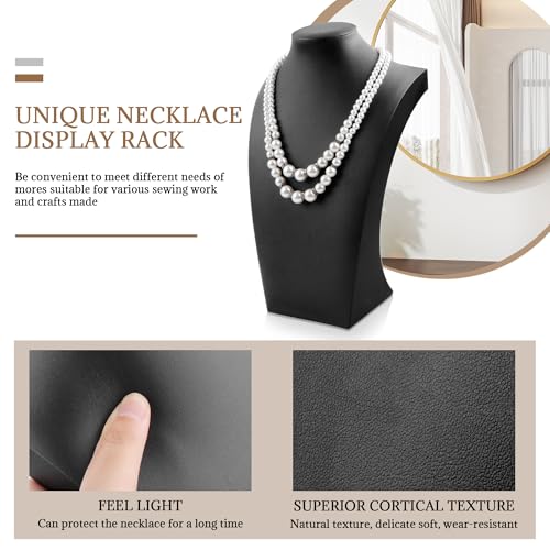 Homeanda Necklace Display Bust - PU Leather Jewelry Bust Stand for Photography, Boutique Display, and Home Organisation(Black-9.8"x5.7") - color: Black, size: 9.8"x5.7"