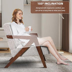 INZOY Mid Century Modern Accent Chair with Wood Frame, Upholstered Reading Armchair with Soft Linen Fabric, Accent Chair for Living Room Bedroom Apartment, Easy Assembly, Mocha - color: Chenille Mocha