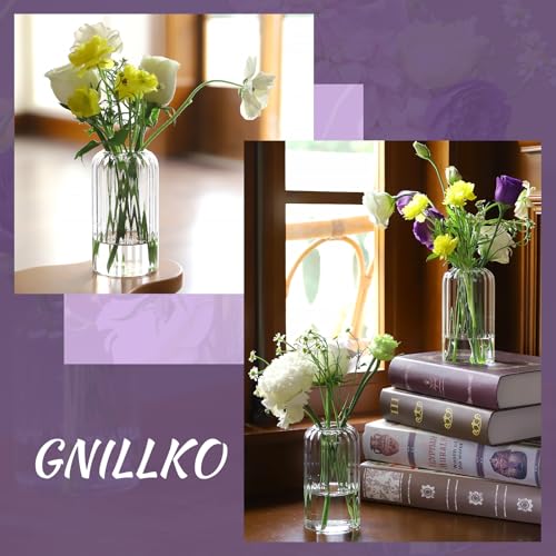 24Pcs Glass Cylinder Vases, Clear Ribbed Bud Vases for Centerpieces Weeding Decoration, Tall Clear Flower Vases in Bulk for Table Shelf, Party(Ribbed)