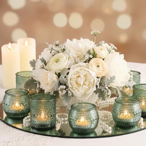 16 Pcs Green Candle Holder for Wedding Table Decor-Green Votive Candle Holders for Rustic Wedding Centerpieces, Bridal Shower Decor, Tea Party Decorations - color: Green