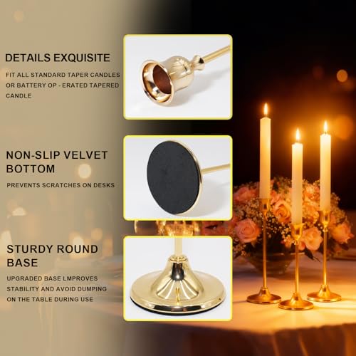 Candlestick Holders 6PCS, Metal Taper Candle Holder, Gold Vintage Candle Holders for Pillar Candles, Table Mantel Wedding Festive Decor Party Party Decor Christmas Decorations - color: Gold, size: 6PCS