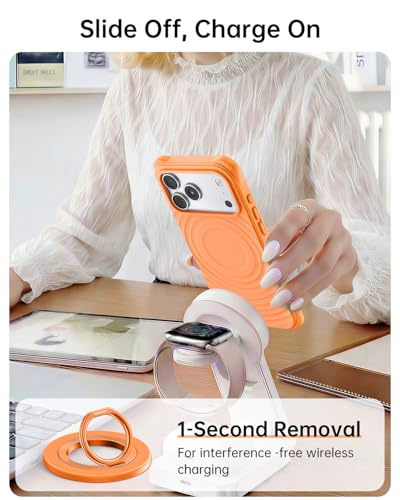 SYNCWIRE Magnetic Phone Ring Holder for MagSafe, 360° Rotation Cell Phone Grip Stand Finger Ring Kickstand Two-Sided Magnet Compatible with iPhone 17 Pro Max 16 15 14 13 12 MagSafe Accessories - color: Single Ring-1PCS-Cosmic Orange