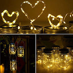 12 Pack Solar Mason Jar Lid Lights - 30 LED Firefly Fairy String Lights, Waterproof Outdoor Solar Lights with Hangers for Regular Mouth Jars (No Jars Included) - color: 12pack-Warm White