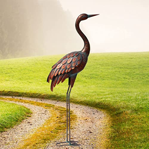 chisheen Outdoor Garden Crane Statues and Sculptures Metal Yard Art Statue for Garden Decoration Large Size - size: L-1PC