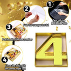 SiliFine 12" Charcuterie Number Shaped Mache with Clear Lid Fillable Sweets Serving Trays Paper Mache Cupcake Candy Box for 2025 Graduation Party Graduation Celebration(Gold,Number 4) - color: Gold, style: Number 4