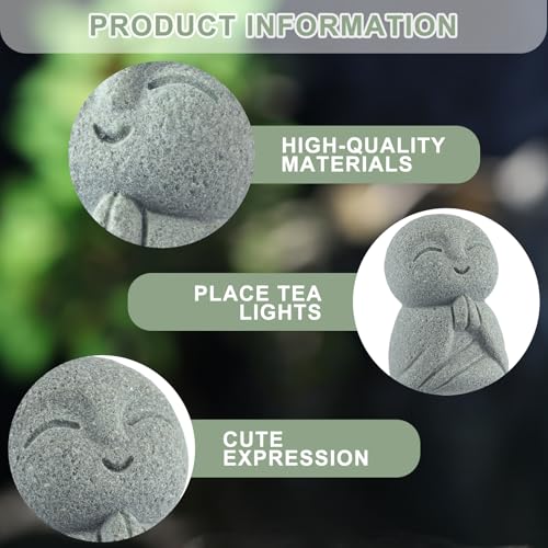 Landical Buddha Sandstone Statues, Zen Monk Praying Statue Sculptures Ornament for Wealth Good Luck Feng Shui Decor Home Office Car Decoration(Prayer Monk) - style: Prayer Monk