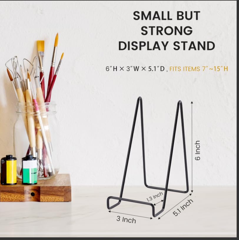 6 Pack 6 Inch Plate Stands for Display,Book Display Stand,Metal Plate Holder Display Stands,Small Easels for Display,Suitable for Books, Desktop Art, Images,Photos,and Collages - size: 6inch 6pack
