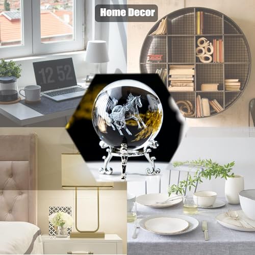 3D Laser Horse Crystal 60mm Ball Crystal Paperweight Figurine Home Art Decor Crafts - color: Horse
