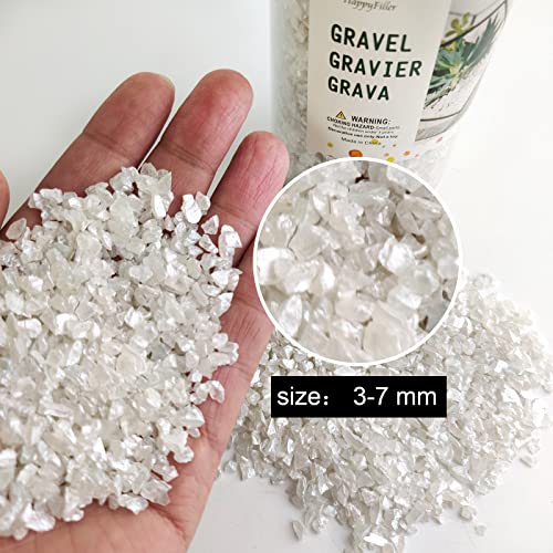 HappyFiller 1.3 LB Crushed Glass Terrarium Sand Vase Fillers Planter Soil Cover Stones Fairy Garden Gravel Pebbles Candle Holder Decor Mini Rock,Resin Art,Crafts Glitter,Wedding Ceremony,Ivory White - color: White-2